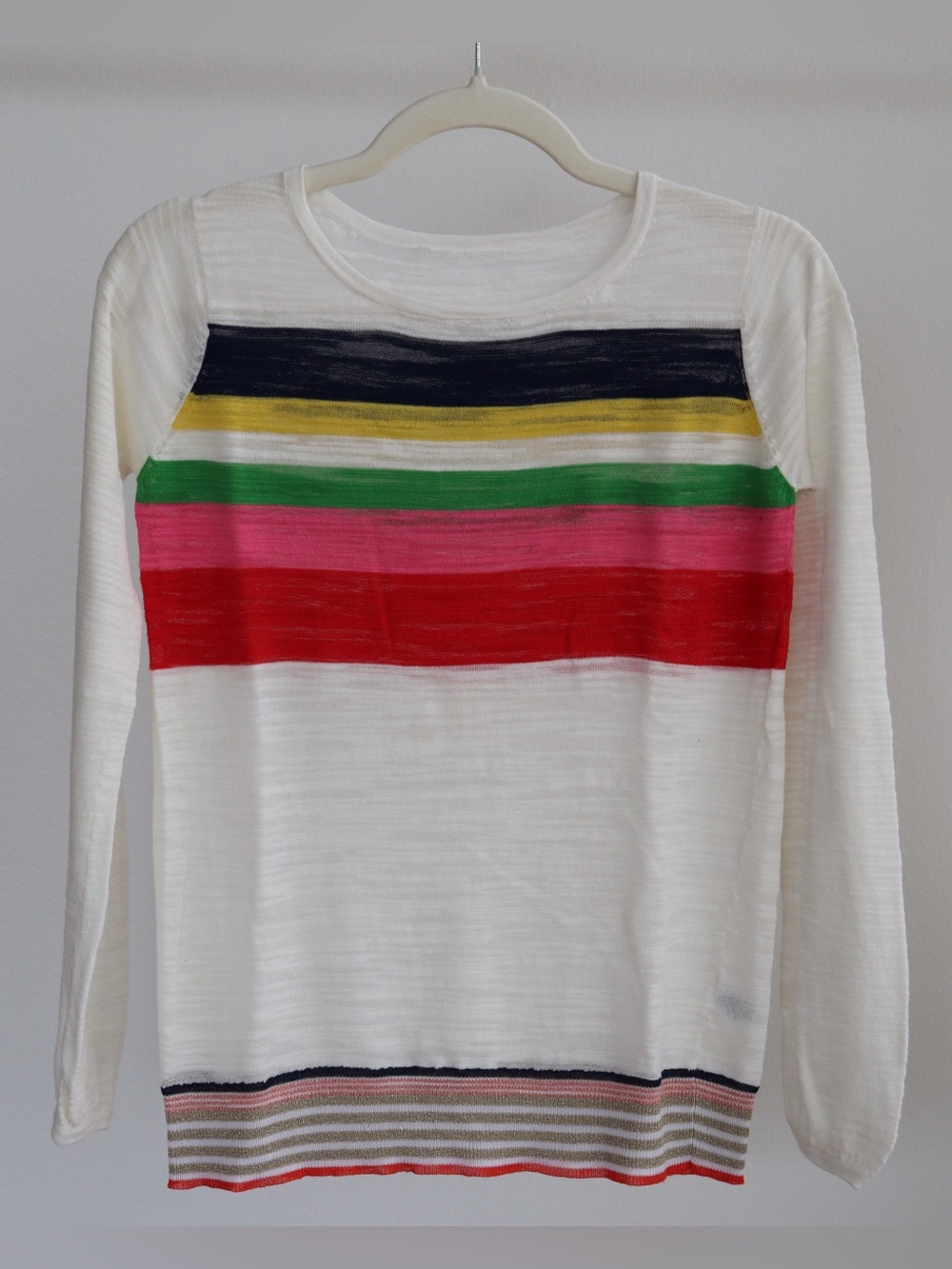 Trina Turk Long Sleeve Top Ivory Color Block Women’s Size XS